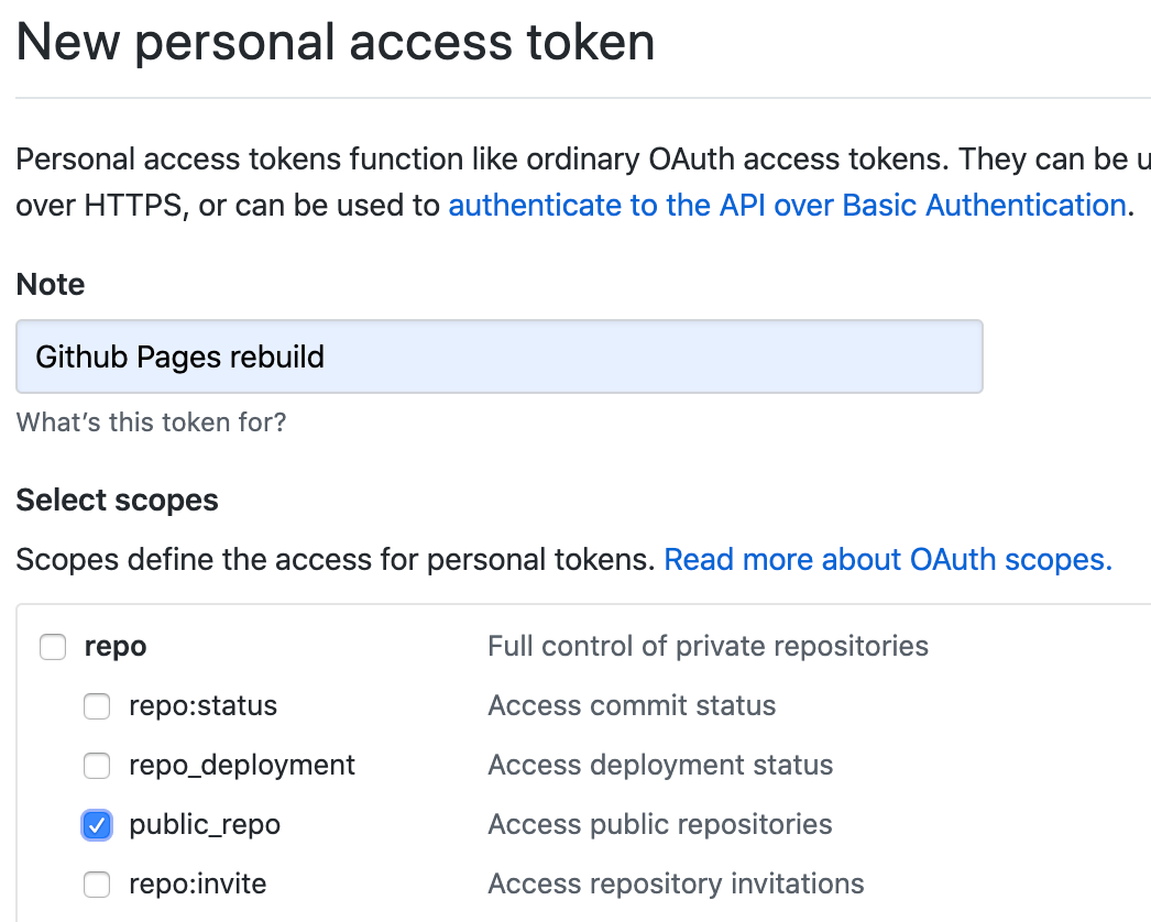 Personal access tokens